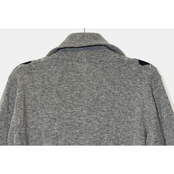 GANT 100% Wool Gray Navy Argyle Zip Cardigan Sweater - Made in Italy - Picture 10 of 11